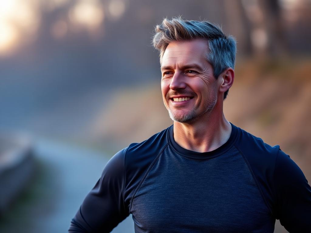 Active man in his forties outdoors after a morning workout